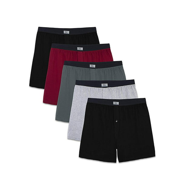 XXXX-Large, Assorted Color Fruit of the Loom Mens 5-Pack Exposed-Waistband Knit Boxers Colors May Vary 